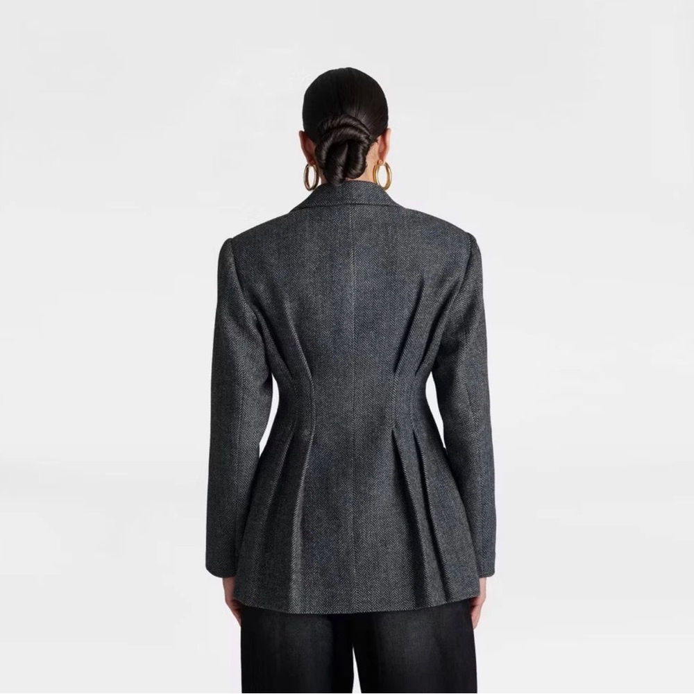 KBB Women's 'The Corset Blazer Gray Herringbone XS,S,M,L,XL,XXL,2X,4X - Picture 2 of 5